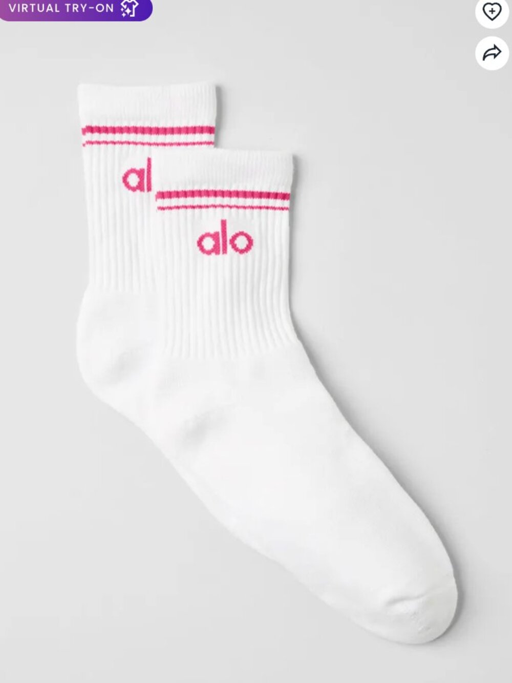 Unisex Half-Crew Throwback Sock White/Pink Summer Crush | ALO